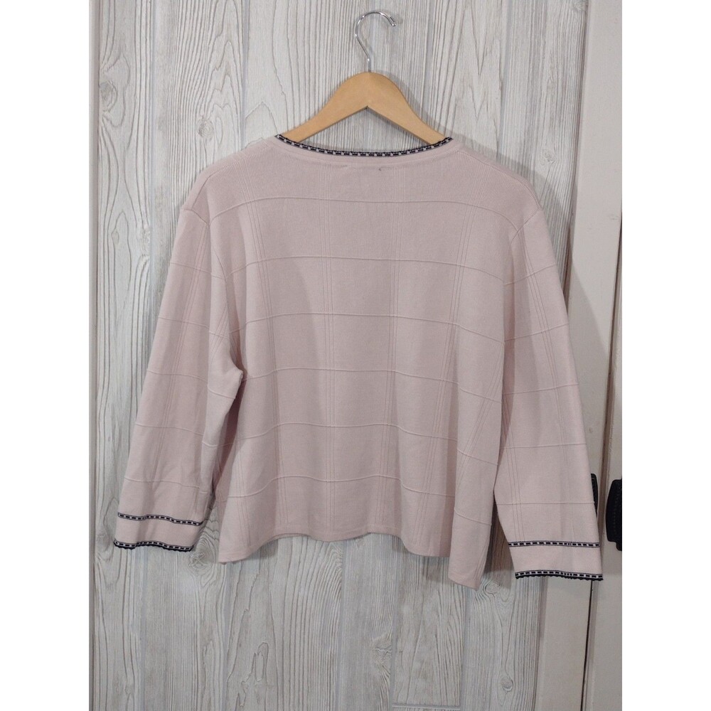 Adrianna Papell Cardigan Women's Pink Black Button Size XL Old Money Classic - Picture 9 of 14